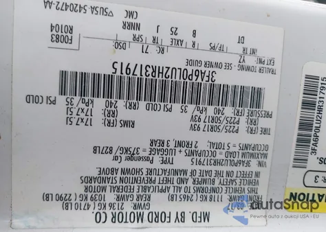 2017 Ford Fusion Hybrid Se из США, поврежденный, VIN 3FA6P0LU2HR317915